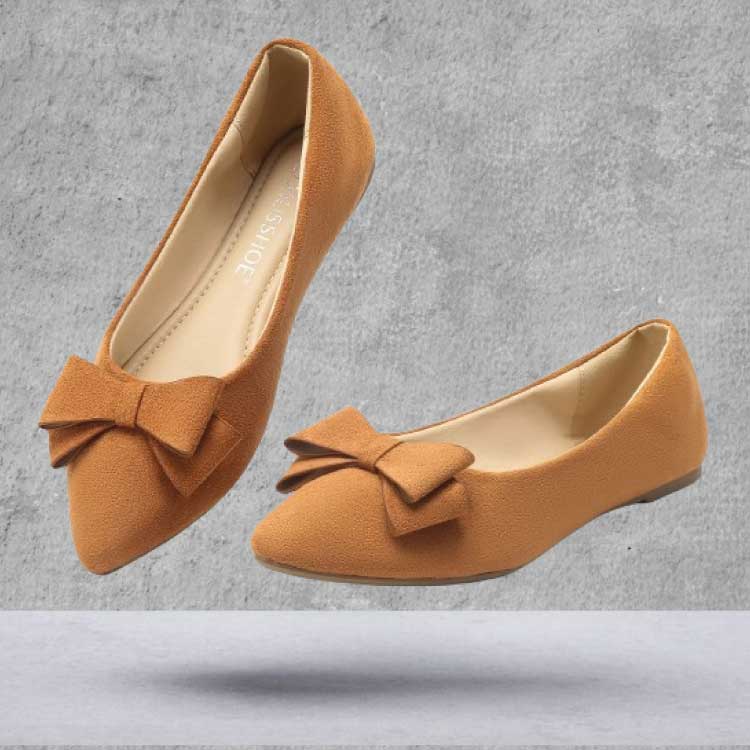 Suede Bow Pointy Flats